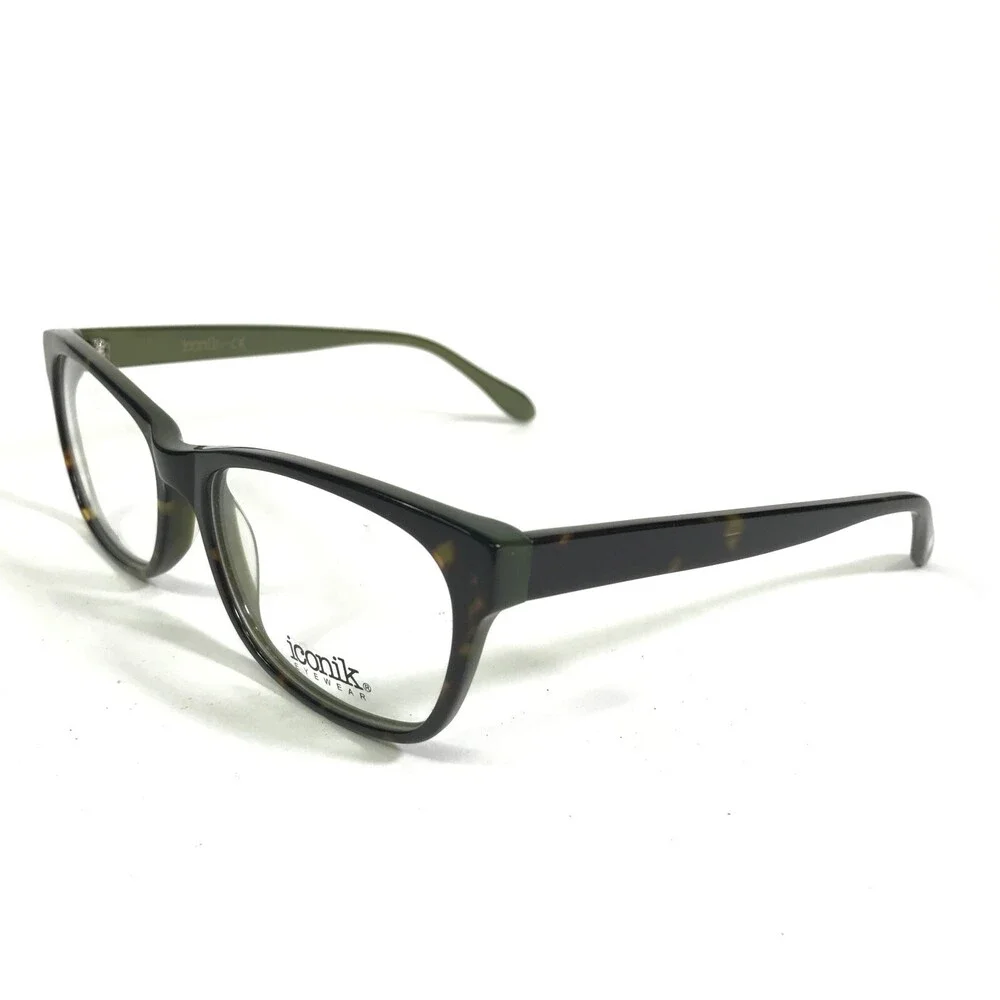 Iconik Eyeglasses Frames Annie C02 Green Tortoise Square Full Rim 53-17-140